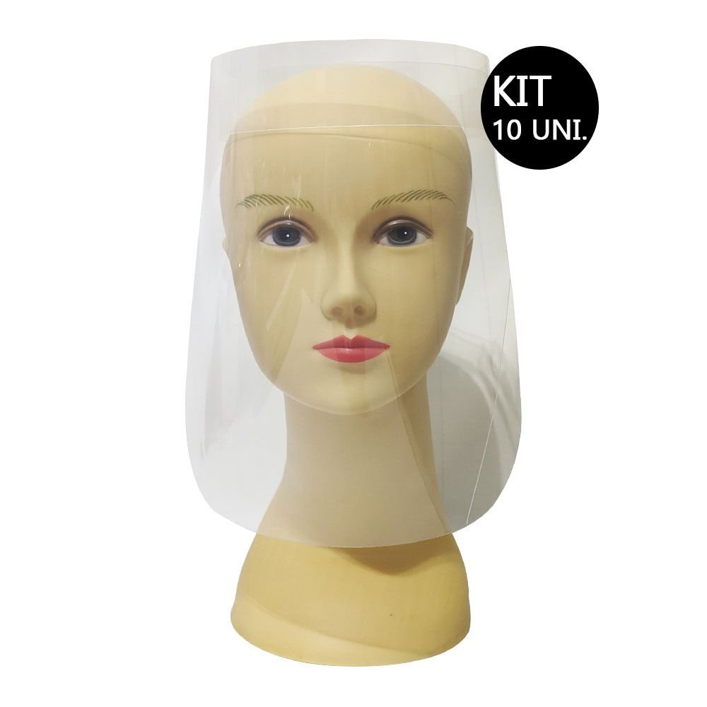 Mascara Face Shield kit 10 uni Facial Protetor Ajustavel Viseira Respingos Escudo Epi - 2