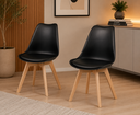 Ver imagem 1 de Kit 2 Cadeiras Leda Saarinen Wood Pés Madeira com Almofada - Sala de Jantar, Cozinha, Escritório, Ho