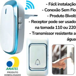 Campainha sem Fio Facil Instalação 36 Toques Ajustáveis Volume Led Indicador Resistência a Água Inte - 5