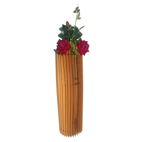Vaso de Chão Decorativo Grande Torre -:mdf Cru/60x20cm