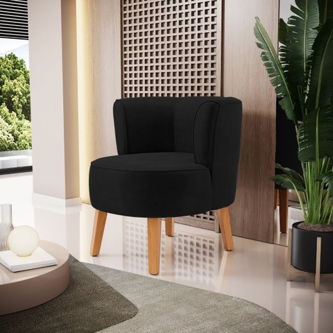 Cadeira Decor para Sala de Estar Confortável Recepção Tecido Veludo Macia Pés de Madeira Reforçado