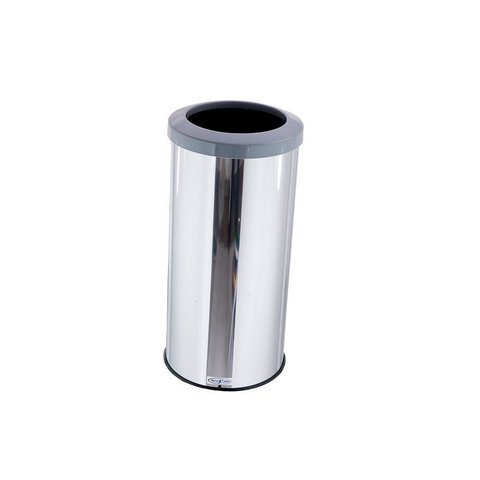 Lixeira Inox 25L Aro Esmaltado Cesto De Lixo Reciclável Cozinha - Cinza
