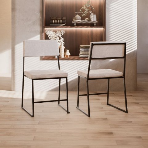 Kit 3 Cadeira Jantar Cozinha Estofada com Encosto Branco Suede Dubai