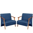 Ver imagem 1 de Poltrona Namoradeira Venus Braço Madeira Maciça Suede Unidecor Azul Bic