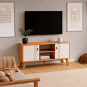Ver imagem 2 de Rack Bancada 2 Portas Veneza 115cm Cinamomo/off White - Ssx Multicoisas
