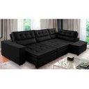 Ver imagem 1 de Sofá de Canto Retrátil e Reclinável com Molas 3,00x2,00 Virginia Suede Preto Adonai Estofados