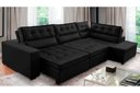 Ver imagem 1 de Sofá de Canto Retrátil e Reclinável com Molas 3,00x2,00 Virginia Suede Preto Adonai Estofados