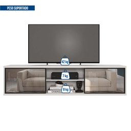 Rack Suspenso para TV até 72 Polegadas 180cm 2 Portas Reflecta Multiverso - 8 Rack Suspenso para TV até 72 Polegadas 180cm 2 Portas Reflecta Multiverso - 8