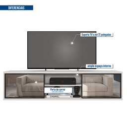 Rack Suspenso para TV até 72 Polegadas 180cm 2 Portas Reflecta Multiverso - 7 Rack Suspenso para TV até 72 Polegadas 180cm 2 Portas Reflecta Multiverso - 7