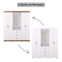 Ver imagem 4 de Guarda Roupa Roupeiro Capelinha Aurora 4 Portas 3 Gavetas c/ Espelho Oval Branco Camarim Vila Rica