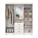Ver imagem 3 de Guarda Roupa Roupeiro Capelinha Aurora 4 Portas 3 Gavetas c/ Espelho Oval Branco Camarim Vila Rica