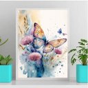 Ver imagem 1 de Quadro Decorativo Borboleta Floral Aquarela 24x18cm - com vidro:Madeira branca