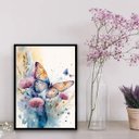 Ver imagem 2 de Quadro Decorativo Borboleta Floral Aquarela 24x18cm - com vidro:Madeira branca