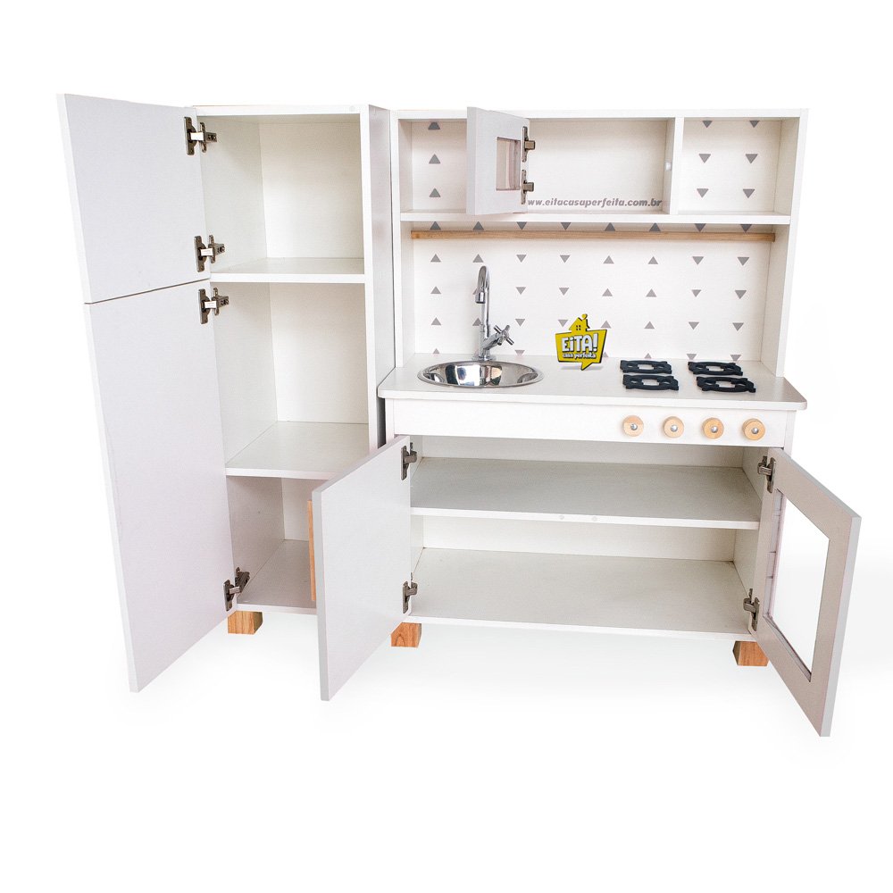 Kit Cozinha Infantil com Geladeira e Máquina de Lavar Eita Casa Perfeita Cinza - 3