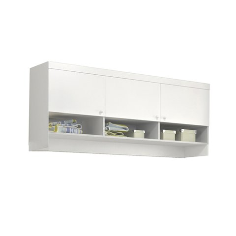 Módulo Armário Aéreo Ludi 100% MDF com Nicho Decorativo Branco