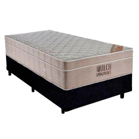 Cama Base Solteiro Preto Colchão Molas Ensacadas Airtech Springpocket 88x188 - Ortobom