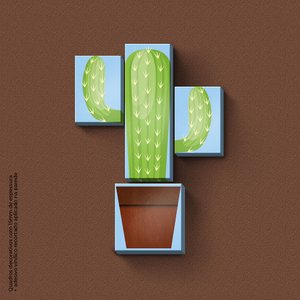 Cactos - Quadros ou Placas Modulares com 4 Peças