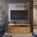 Ver imagem 1 de Estante Home para Tv até 60 Polegadas 2 Portas Correr Prateleira e Rodízio Chicago Tauari/ Cinza Per