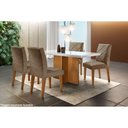 Ver imagem 7 de Mesa P/ Cozinha Berlim C/ Tampo 120x80cm Madeirado Vidro Canto Curvo - Imbuia/off White - Rufato