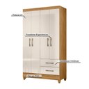 Ver imagem 7 de Kit Guarda Roupa Solteiro Chile e Cômoda Dhara - Freijó/off White