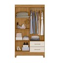 Ver imagem 4 de Kit Guarda Roupa Solteiro Chile e Cômoda Dhara - Freijó/off White