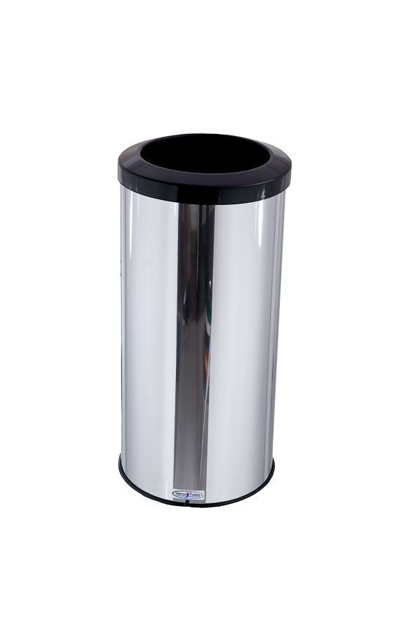 Lixeira Inox Aro Plástico 25 Litros Cesto De Lixo Reciclável - Preto