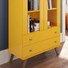Cristaleira 2 Portas de Vidro e 2 Gavetas Retrô Amarela - 3