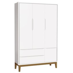 Jogo de Quarto para Bebê Completo 3 Portas Classic New Branco Fosco com Madeira - Reller - 6