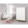 Jogo de Quarto para Bebê Completo 3 Portas Classic New Branco Fosco com Madeira - Reller - 1