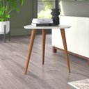 Ver imagem 1 de Mesa Lateral Triangular 51cm Utopia Sala Estar Retrô Apoio - Branco Gloss