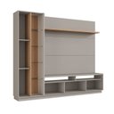 Ver imagem 4 de Estante para TV e Home Theater até 65 Polegadas com LED 220CMX183CM Cinza Fumê/Freijó