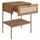 Ver imagem 3 de Mesa de Cabeceira 1 Gaveta Palhinha Pés Metálicos 28932 Oslo Artesano - Hanover/dourado