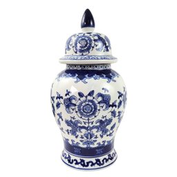 Pote Potiche Azul e Branco 46x24cm Porcelana Decoração G - 1
