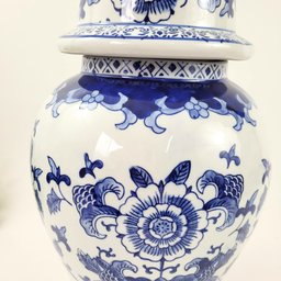 Pote Potiche Azul e Branco 46x24cm Porcelana Decoração G - 3