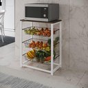 Ver imagem 1 de Fruteira Com Suporte Para Micro-Ondas Barcelona Aço Branco Cesto Preto Tampo Amêndoa Cor: Preto