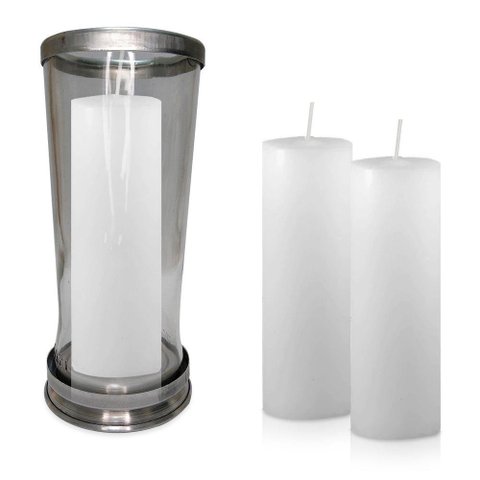 Kit Copo Suporte Vidro para Vela + 3 Velas Votivas 7 Dias Branca 250g