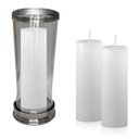 Ver imagem 1 de Kit Copo Suporte Vidro para Vela + 3 Velas Votivas 7 Dias Branca 250g