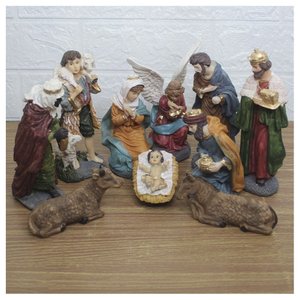 Decoração Enfeite Natal Presépio Natalino Resina 10 Peças