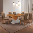 Ver imagem 1 de Mesa de Jantar Aster 180cm Tampo MDF Canto Copo Laminado e 6 Cadeiras Lorena
