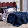 Kit Coberdrom Canelado Versalhes Azul Marinho King 03 Peças - Dupla Face Manta e Sherpa Colorida - 1