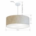 Ver imagem 2 de Lustre Pendente Cilíndrico Md-4079 Cúpula em Tecido 60x21cm Rustico Bege - Bivolt