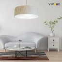 Ver imagem 3 de Lustre Pendente Cilíndrico Md-4079 Cúpula em Tecido 60x21cm Rustico Bege - Bivolt