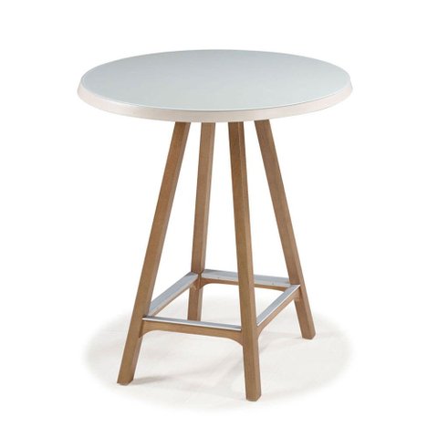 Mesa Bistro Amores 80 Cm (diam) com Tampo de Vidro Fendi Claro Base Madeira Pinhao - 56923