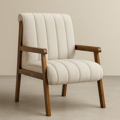 Poltrona Conceito Belga Bouclé Premium - Bege