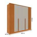 Ver imagem 4 de Guarda-roupa Casal Guarani 6 Portas 4 Gavetas Ripado Cinamomo/off White - Tcil Móveis