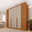 Ver imagem 1 de Guarda-roupa Casal Guarani 6 Portas 4 Gavetas Ripado Cinamomo/off White - Tcil Móveis