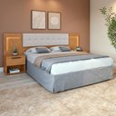 Ver imagem 1 de Cabeceira Box 1,60 Easy Glow Tecido Corano Bege com Led Amendoa Clean