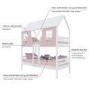 Ver imagem 4 de Beliche Casinha Encantada Madeira Maciça Rosa/ Branco Megamobilia