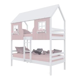 Beliche Casinha Encantada Madeira Maciça Rosa/ Branco Megamobilia - 2
