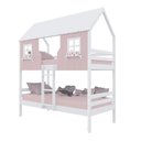 Ver imagem 2 de Beliche Casinha Encantada Madeira Maciça Rosa/ Branco Megamobilia
